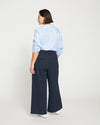 Stephanie Wide Leg Stripe Ponte Pants 27 Inch - Navy with Blue/White Stripe