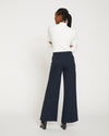 Stephanie Wide Leg Stripe Ponte Pants 33 Inch - Navy with Blue/White Stripe