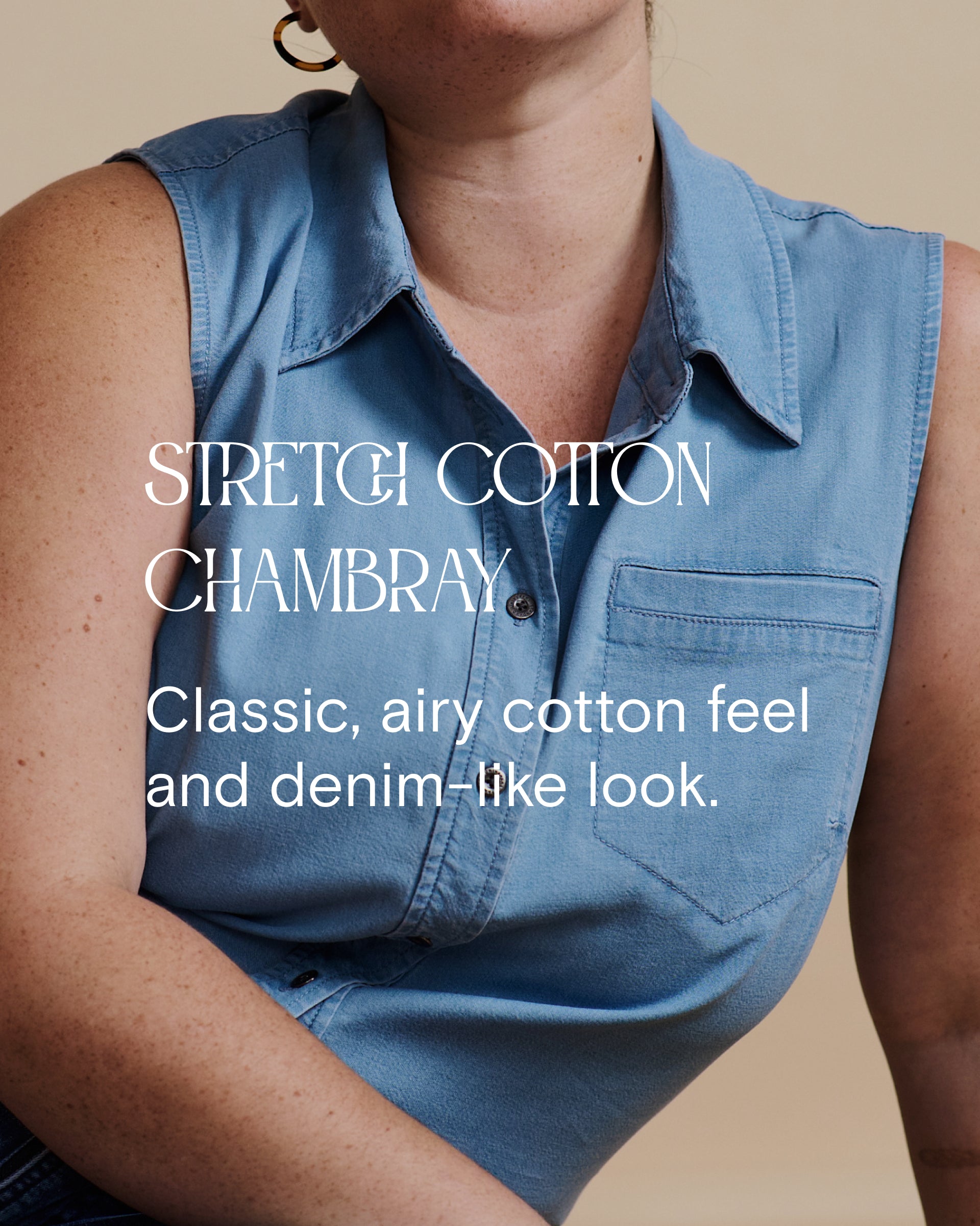 Doe & Rae Lightweight Chambray Top in Light Denim – June Adel Doe & Rae Lightweight Chambray Top in Light Denim – June Adel