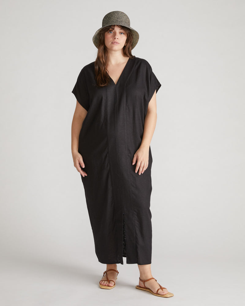 Cabana Linen Kaftan - Black