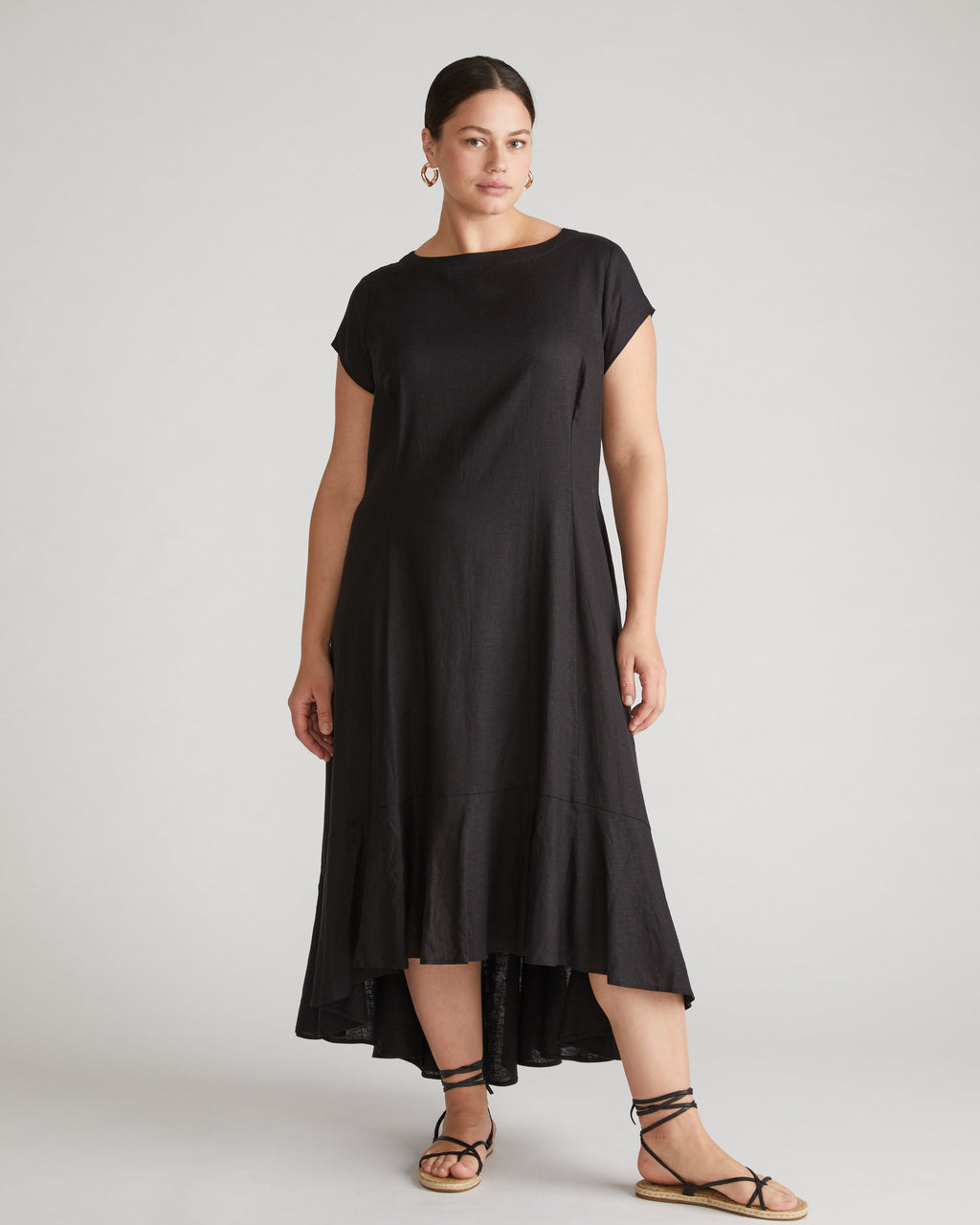 ruffled linen dress Universal Standard Plus Size Sunset Flounce Size:mom L Hierarchy:Meshki Party Women's Jersey Dress | Regular Sheer