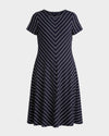 Imani Ponte Dress - Navy Pinstripe