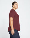 Woman wearing Signature Tee Rex - Black Cherry from FREE TEE