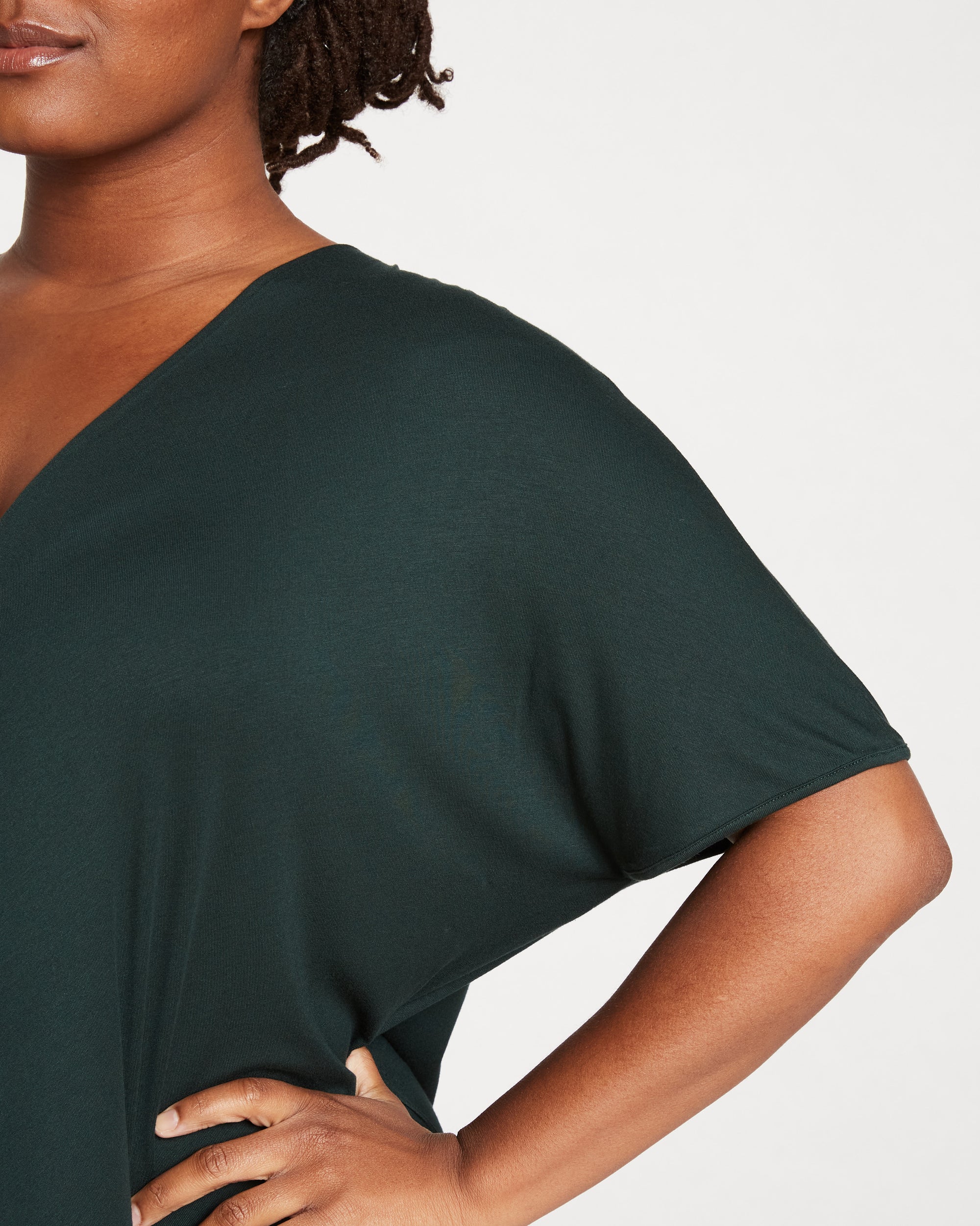 Teresa Liquid Jersey V-Neck Dress - Forest Green – Universal Standard
