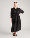 Paros Drawstring Linen Shirtdress - Black