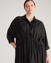 Paros Drawstring Linen Shirtdress - Black