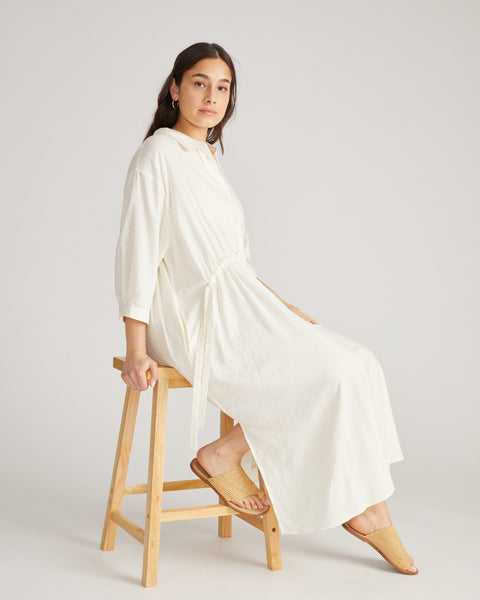♠LïNENです Paros Drawstring Linen Shirtdress - White – Universal Standard