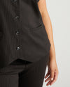 The Tailored Ponte Vest - Slate Pinstripe