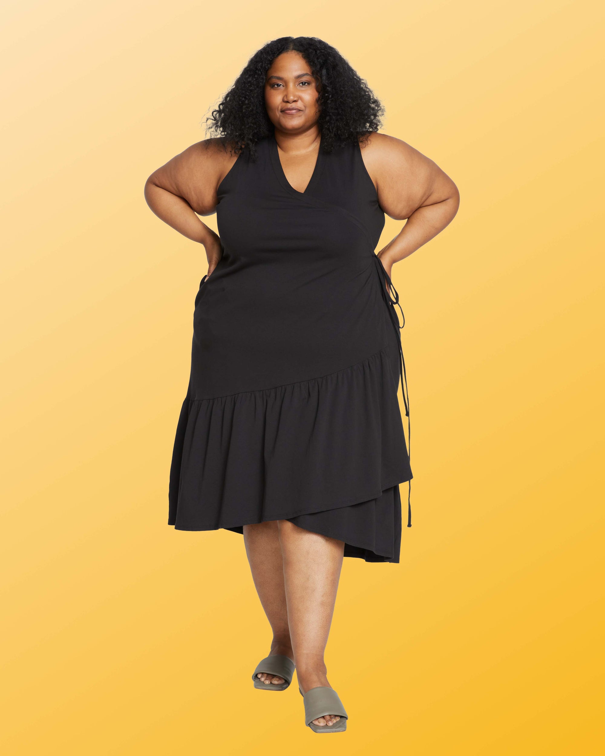 Tiered Twirl Wrap Dress - Black | Plus Size & Straight Size Women's Fashion | Universal Standard