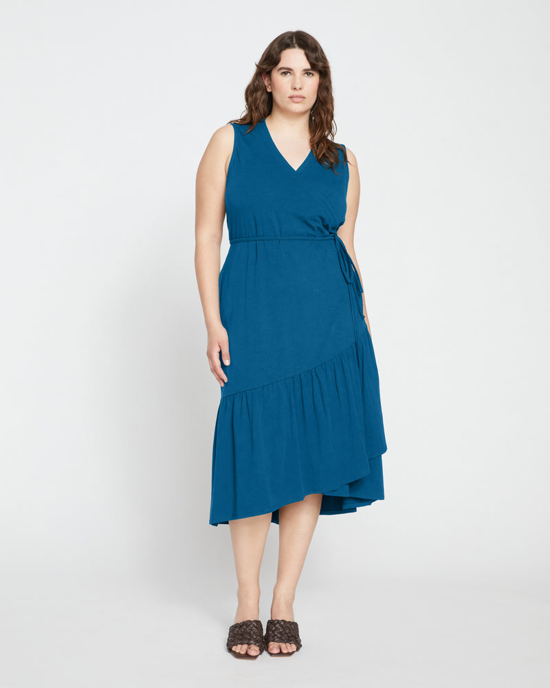 Tiered Twirl Wrap Dress - Ionian Blue