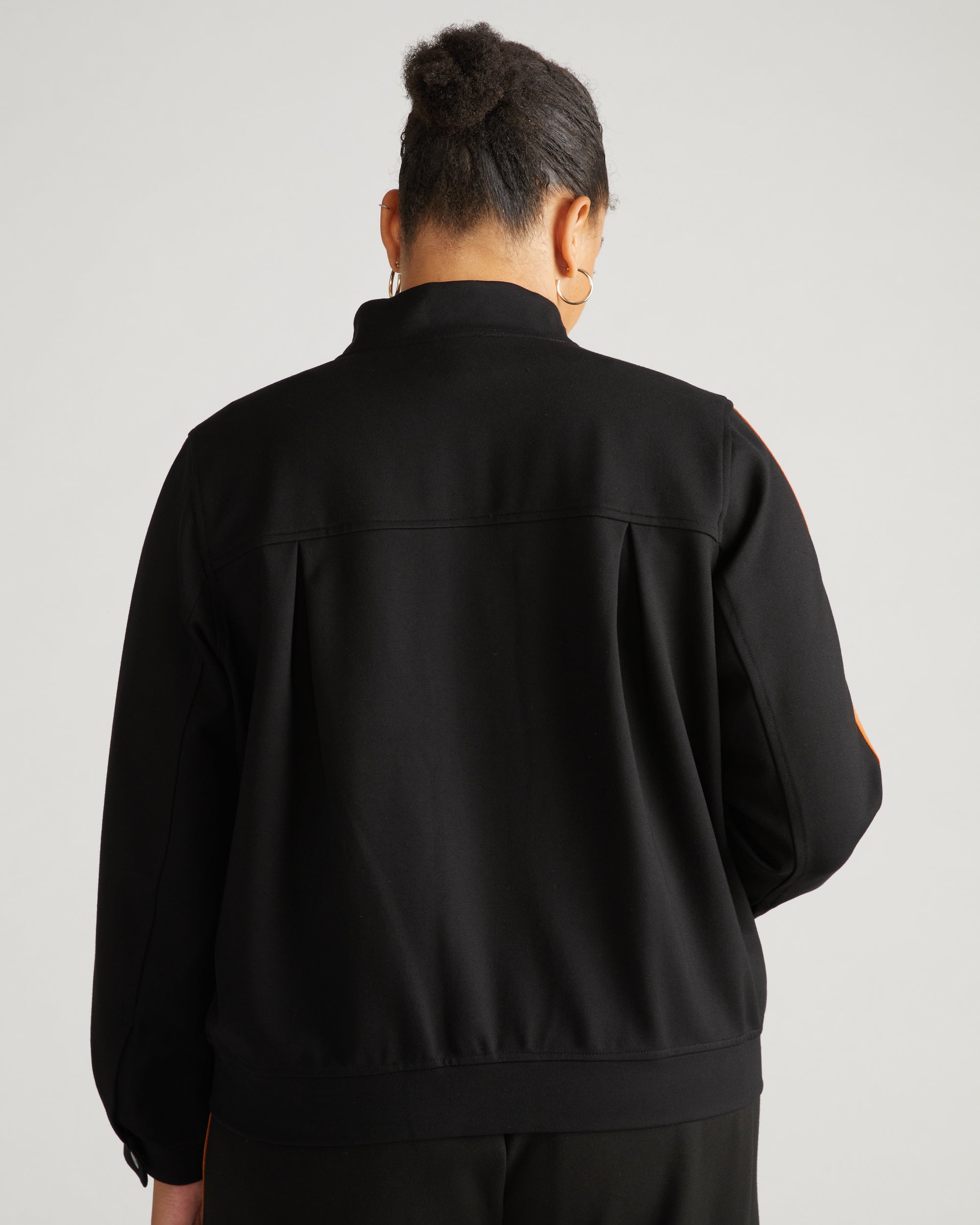 Camden Ponte Bomber Jacket - Black with Ochre/White Stripe | Plus Size & Straight Size Women's Fashion | Universal Standard