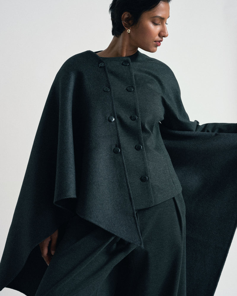 US x Abisola Wool Blend Cape - Obsidian Gray