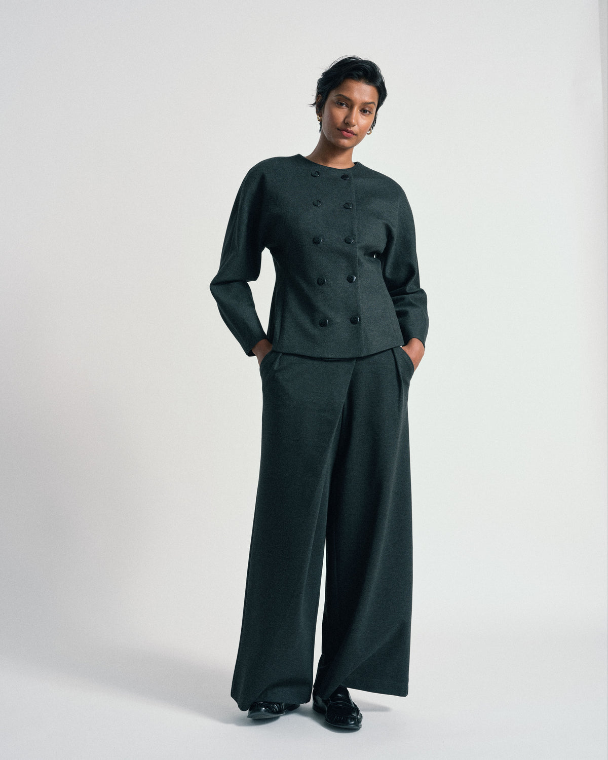 US x Abisola Ponte Wrap Pants - Obsidian Gray | Plus Size & Straight Size Women's Fashion | Universal Standard
