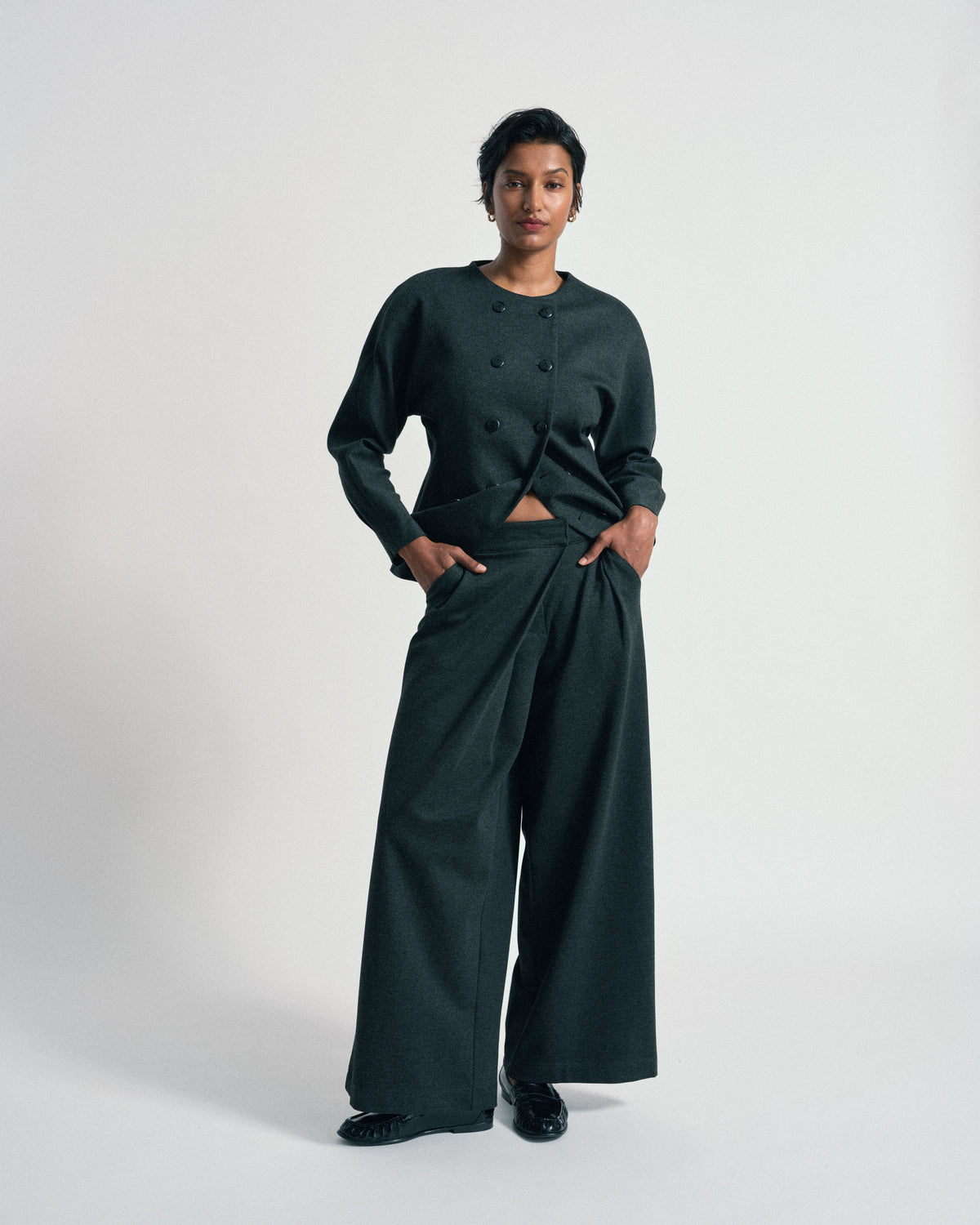 US x Abisola Ponte Wrap Pants - Obsidian Gray | Plus Size & Straight Size Women's Fashion | Universal Standard