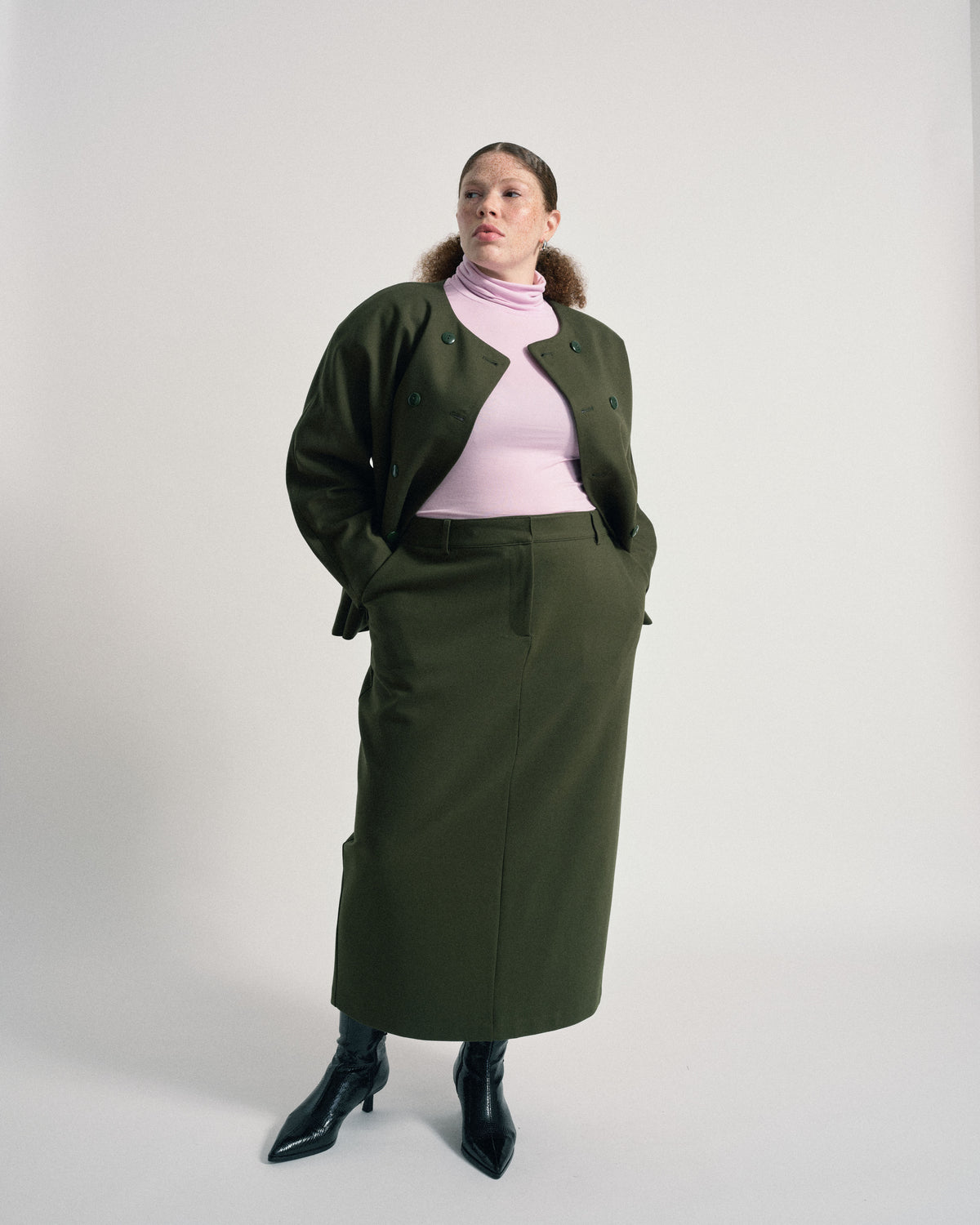 US x Abisola Ponte Pencil Skirt - Kombu Green | Plus Size & Straight Size Women's Fashion | Universal Standard