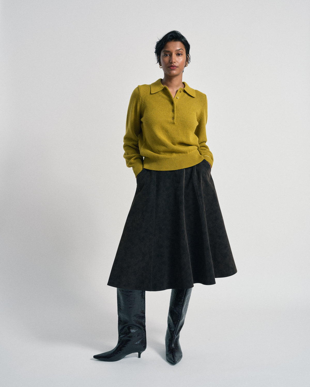 US x Abisola Faux Suede Skirt - Espresso