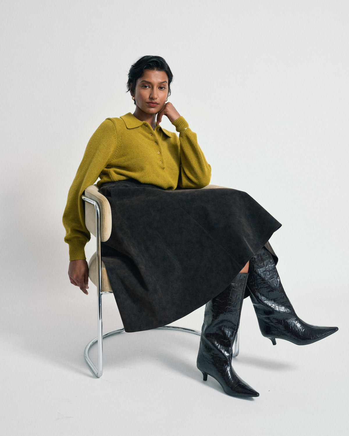 US x Abisola Faux Suede Skirt - Espresso