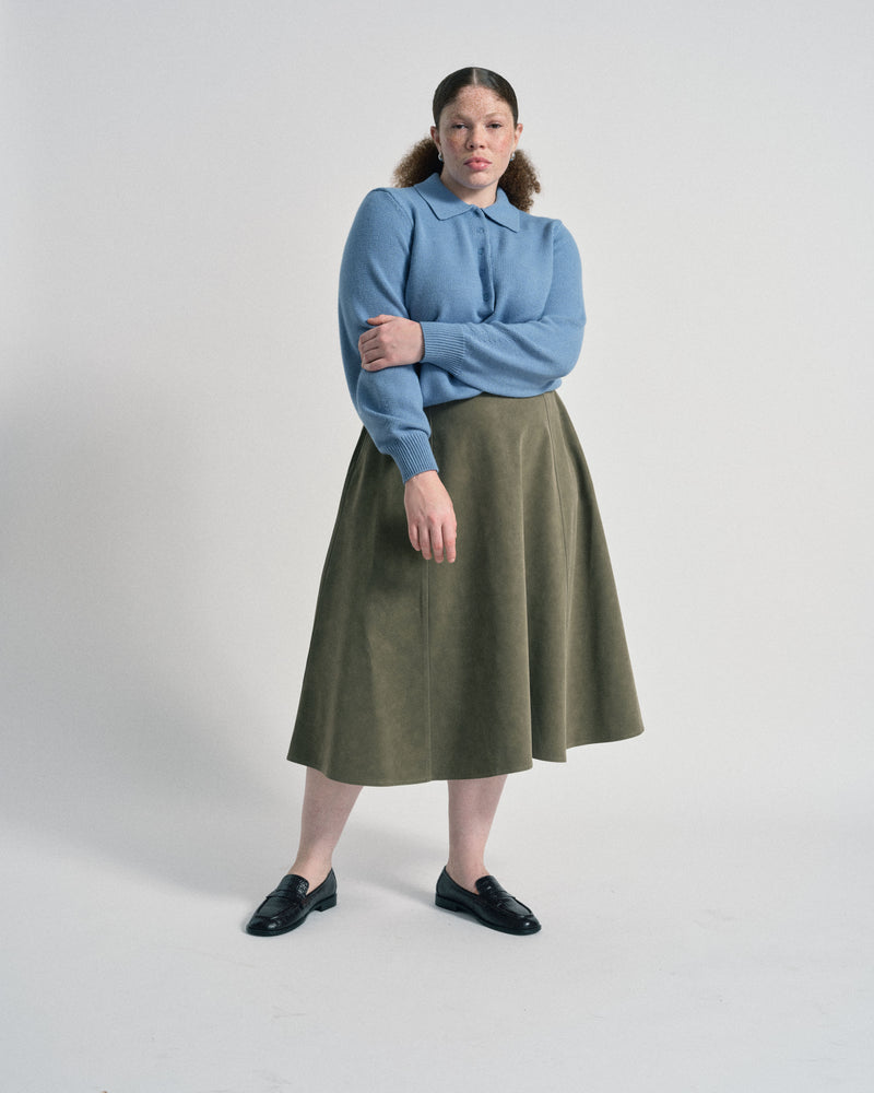 US x Abisola Faux Suede Skirt - Capulet Olive | Plus Size & Straight Size Women's Fashion | Universal Standard