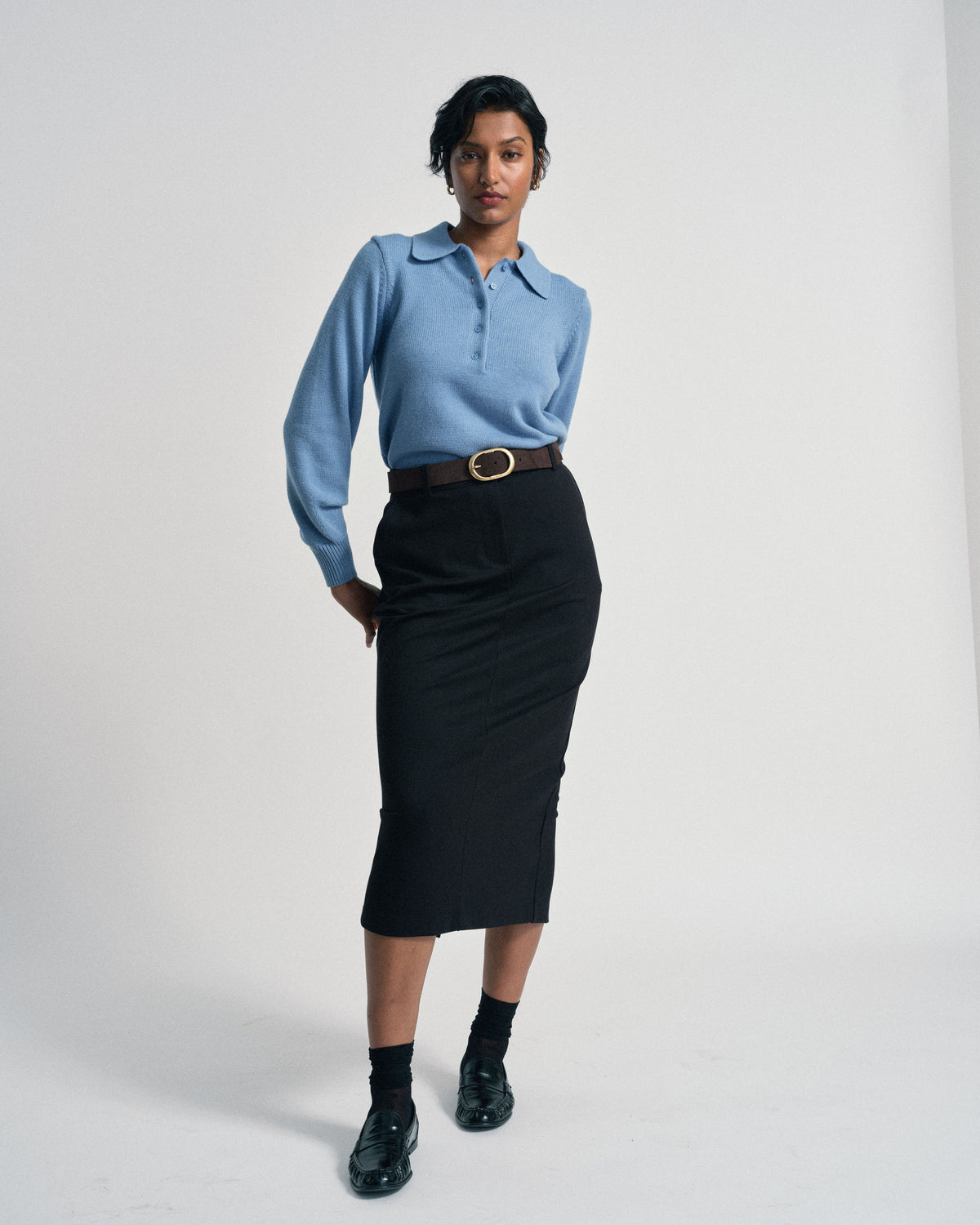 US x Abisola Polo Sweater - Abisola Blue