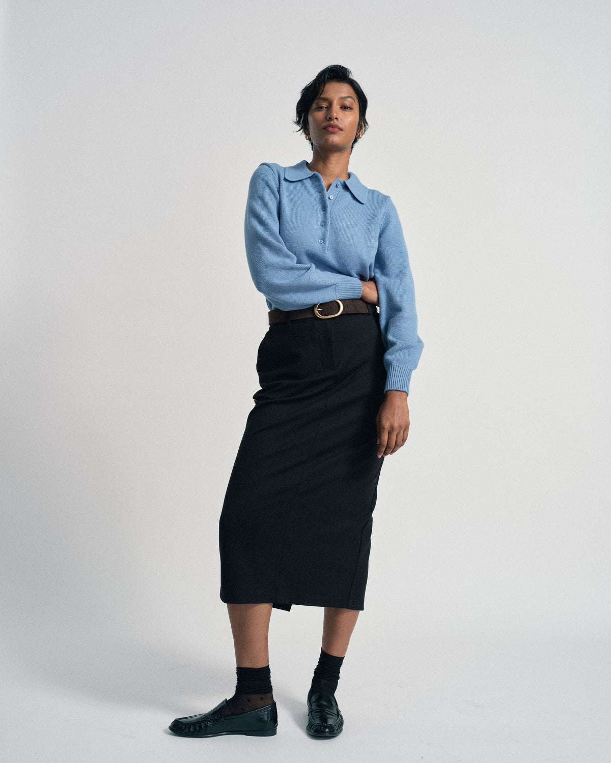 US x Abisola Polo Sweater - Abisola Blue