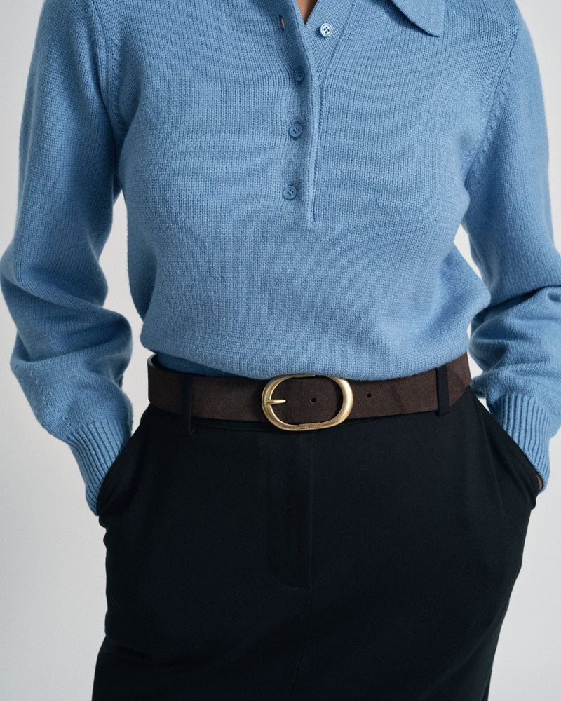 Oval Buckle Suede Belt - Brown/Gold | Plus Size & Straight Size Women's Fashion | Universal Standard