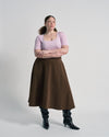 US x Abisola Faux Suede Skirt - Red Coffee