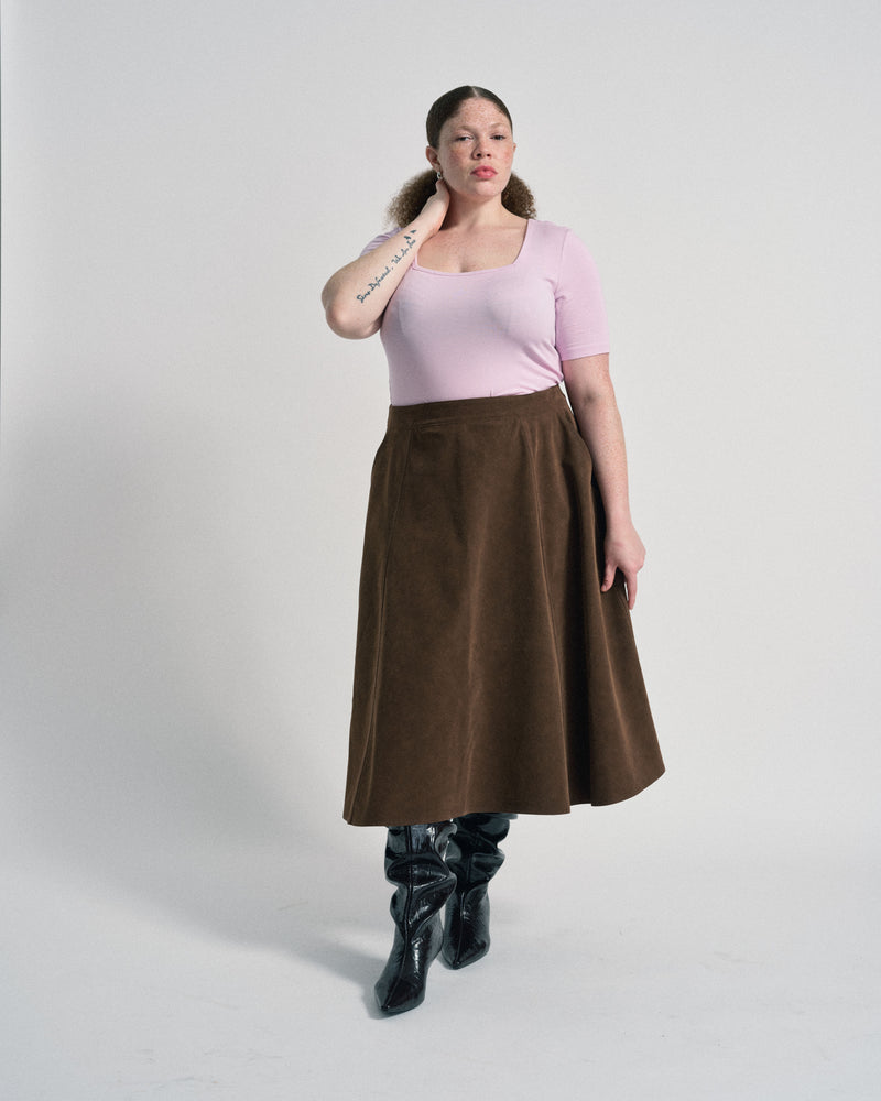 Cloud Rib Short Sleeve Square Neck Tee - Pink Dreams | Plus Size & Straight Size Women's Fashion | Universal Standard