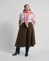 US x Abisola Faux Suede Skirt - Red Coffee