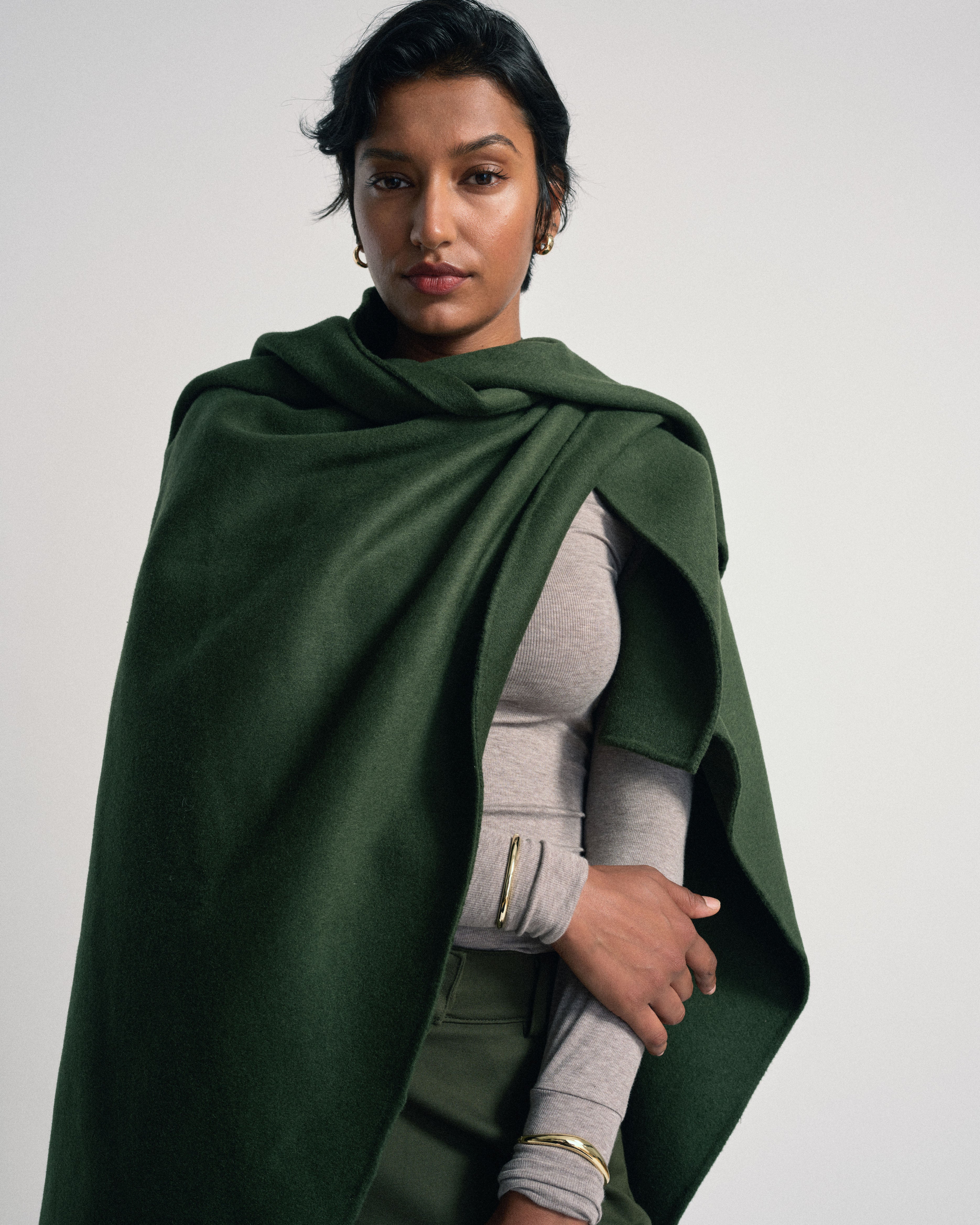 US x Abisola Wool Blend Cape - Kombu Green – Universal Standard
