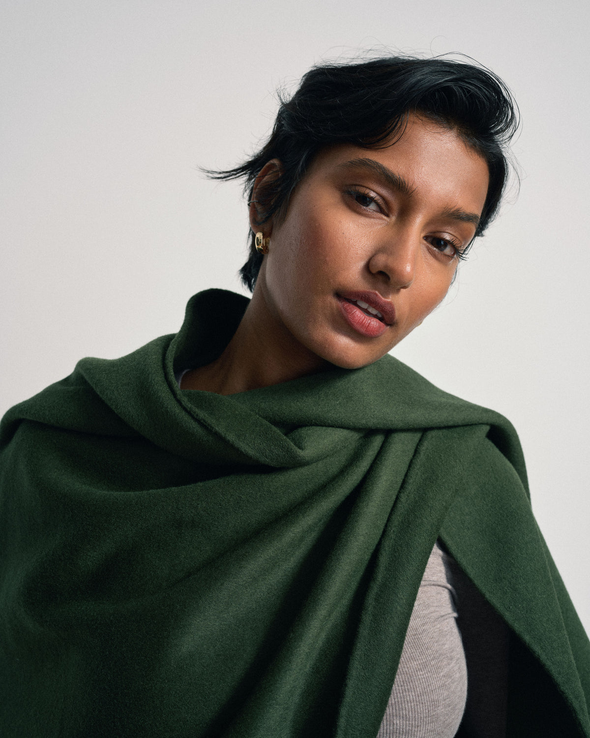 US x Abisola Wool Blend Cape - Kombu Green