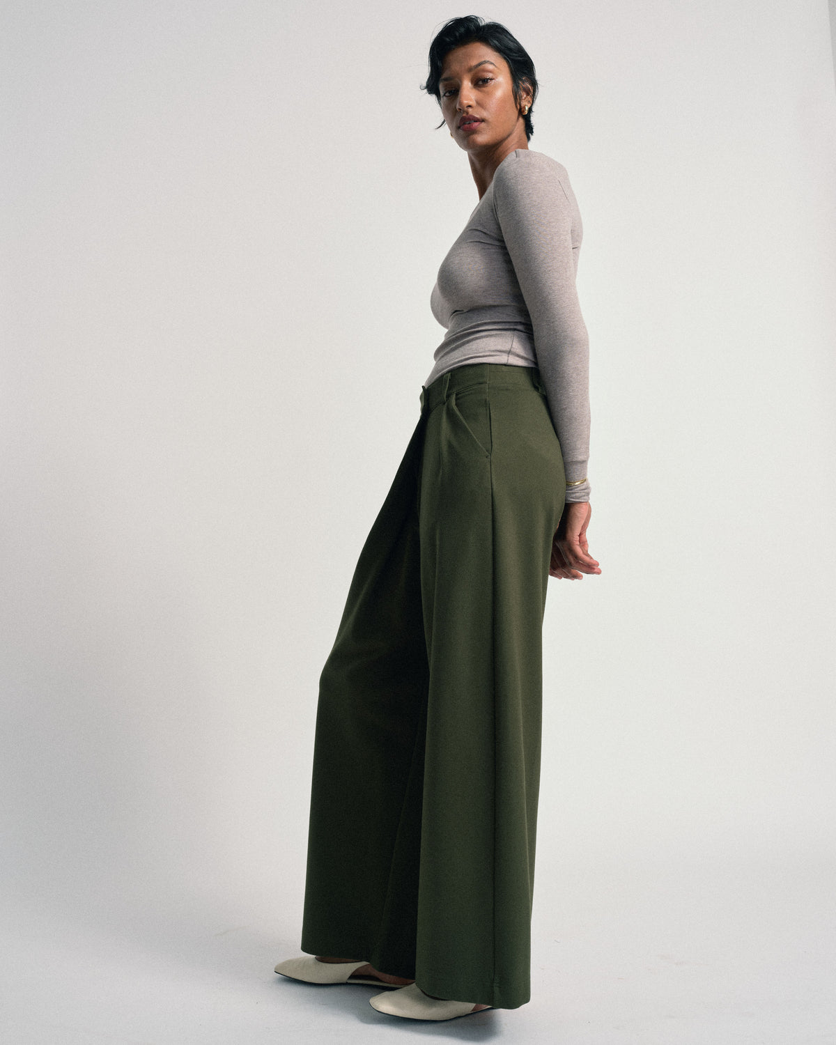 US x Abisola Ponte Wrap Pants - Kombu Green | Plus Size & Straight Size Women's Fashion | Universal Standard
