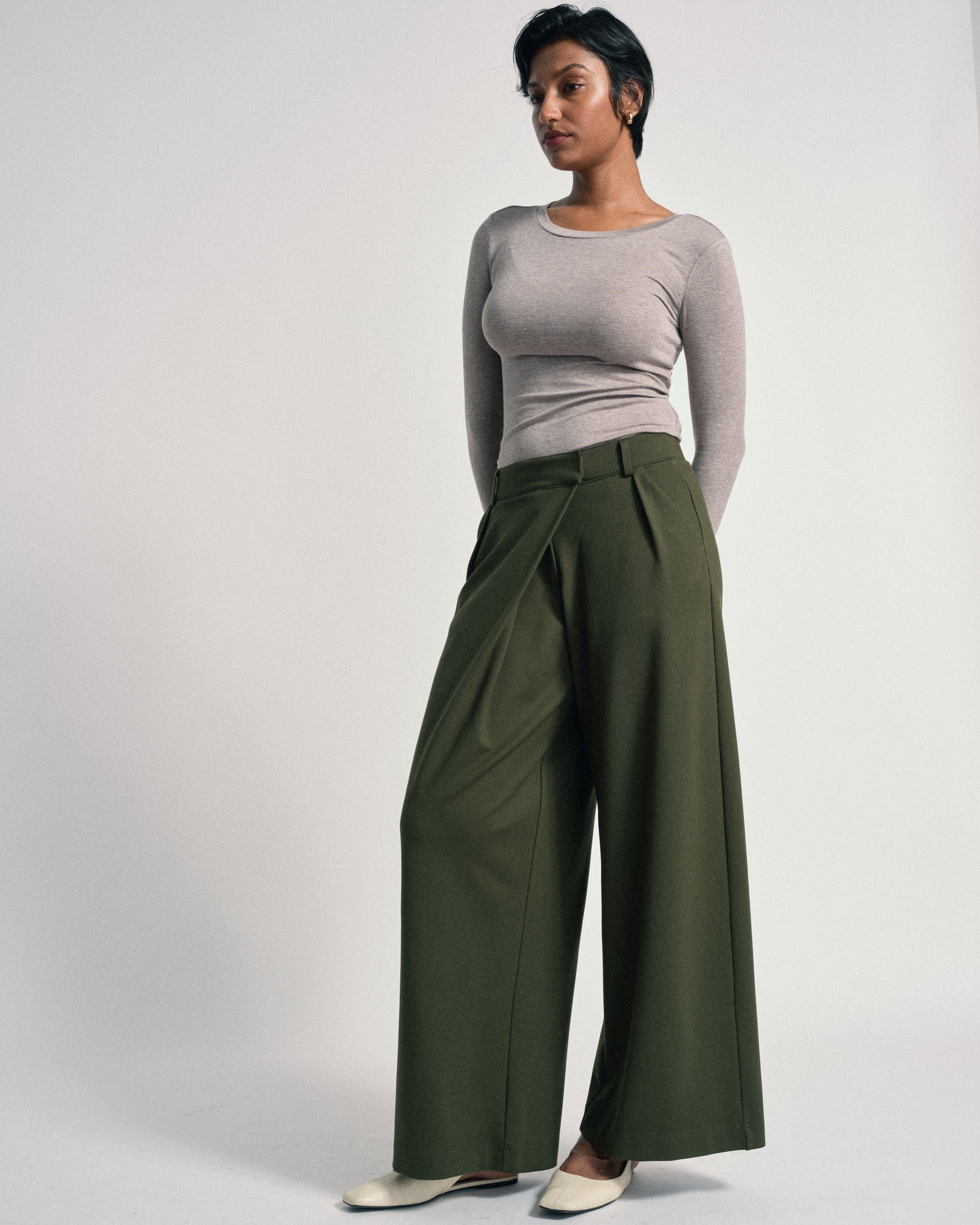 Cloud Rib Long Sleeve Crew Neck Tee - Almond Dust | Plus Size & Straight Size Women's Fashion | Universal Standard