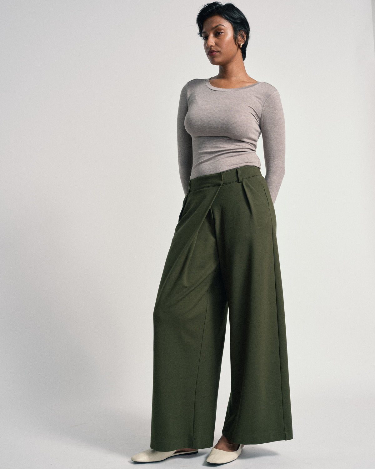 Cloud Rib Long Sleeve Crew Neck Tee - Almond Dust | Plus Size & Straight Size Women's Fashion | Universal Standard