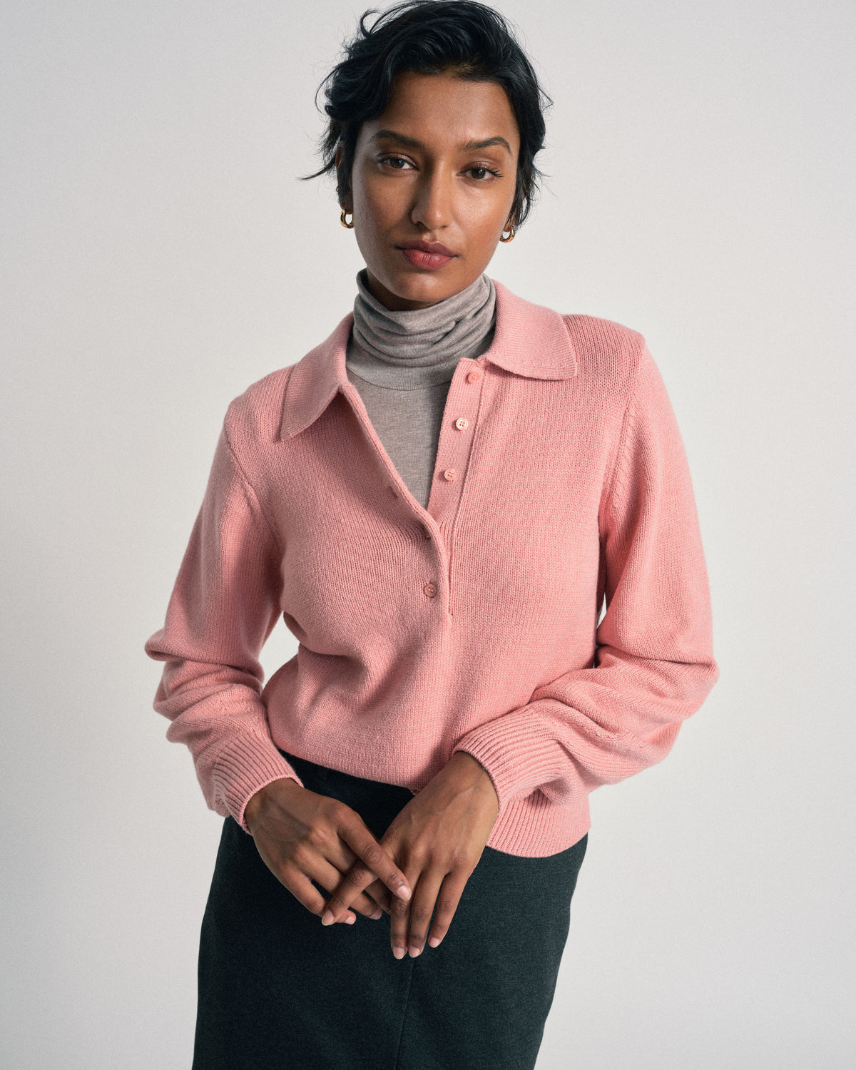 US x Abisola Polo Sweater - Pretty in Pink