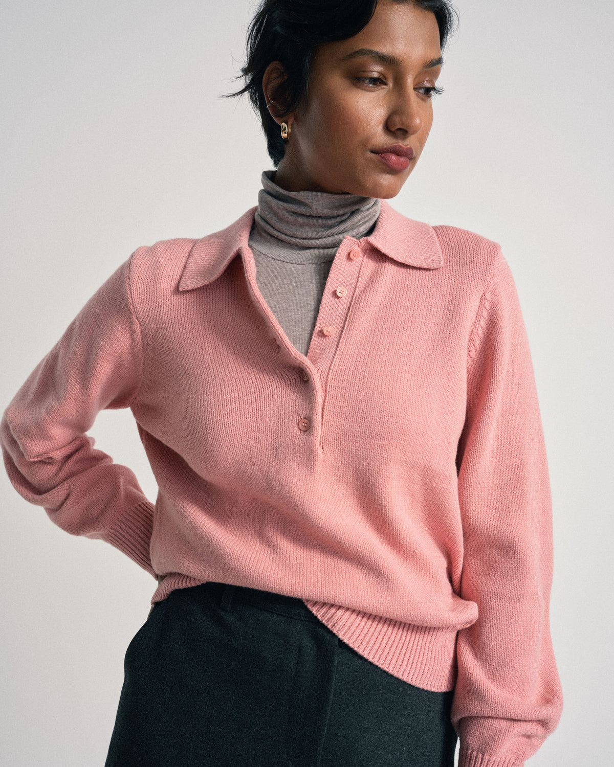 US x Abisola Polo Sweater - Pretty in Pink