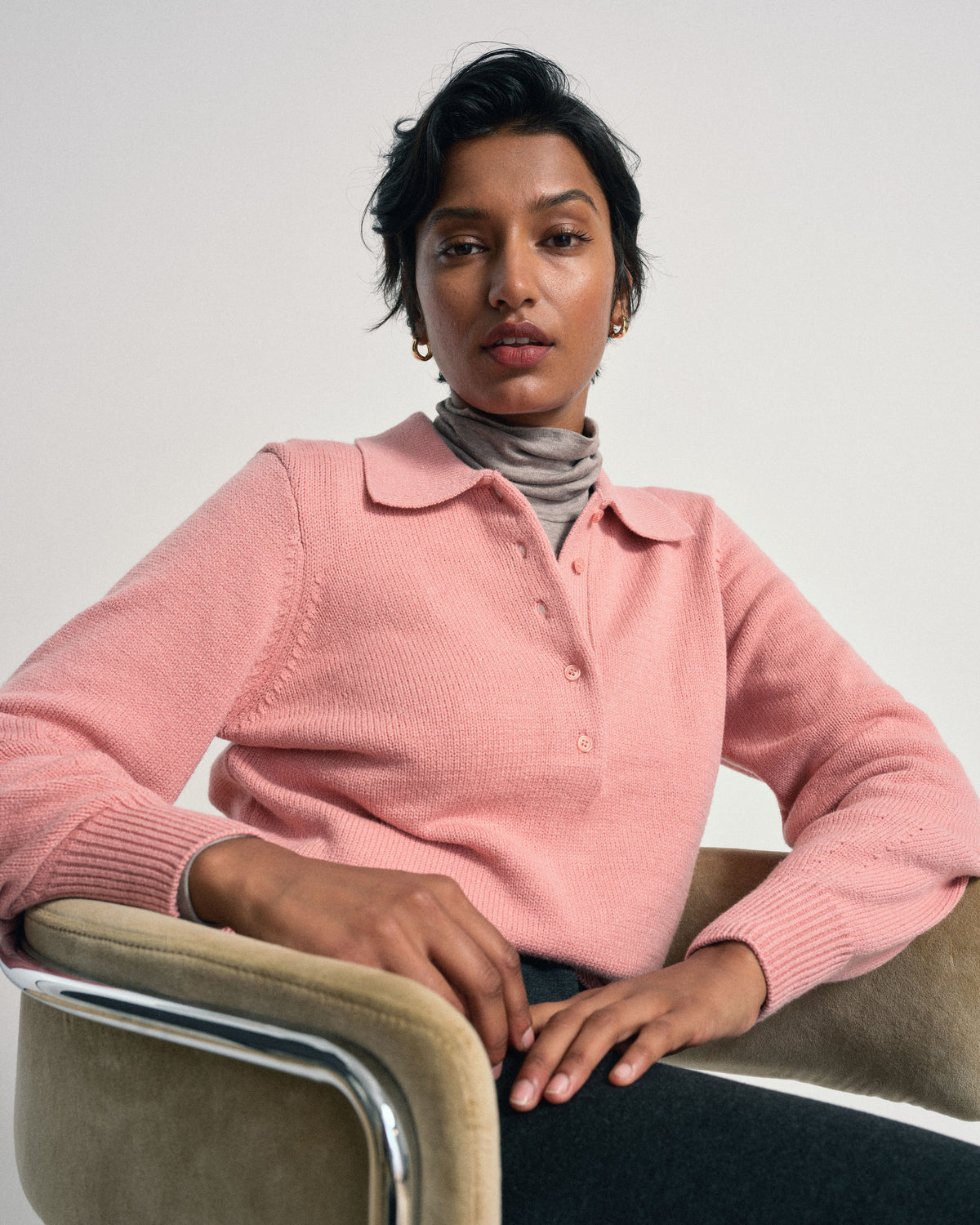 US x Abisola Polo Sweater - Pretty in Pink