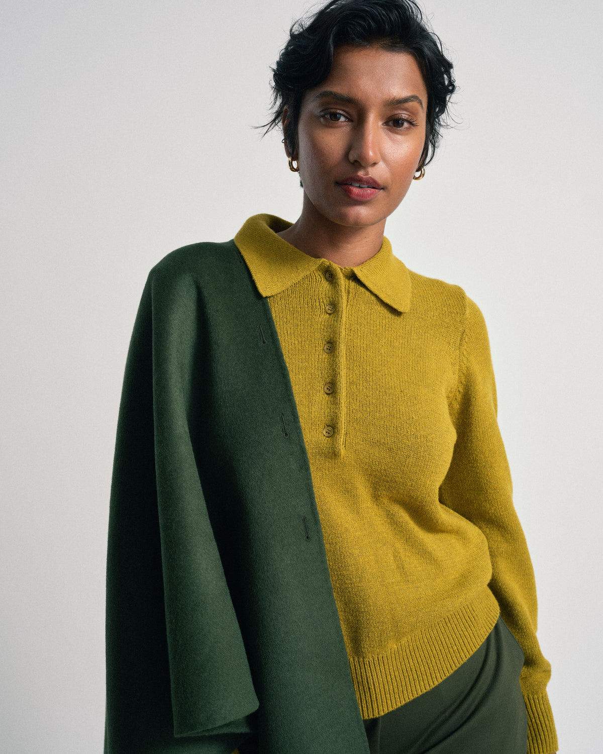 US x Abisola Wool Blend Cape - Kombu Green