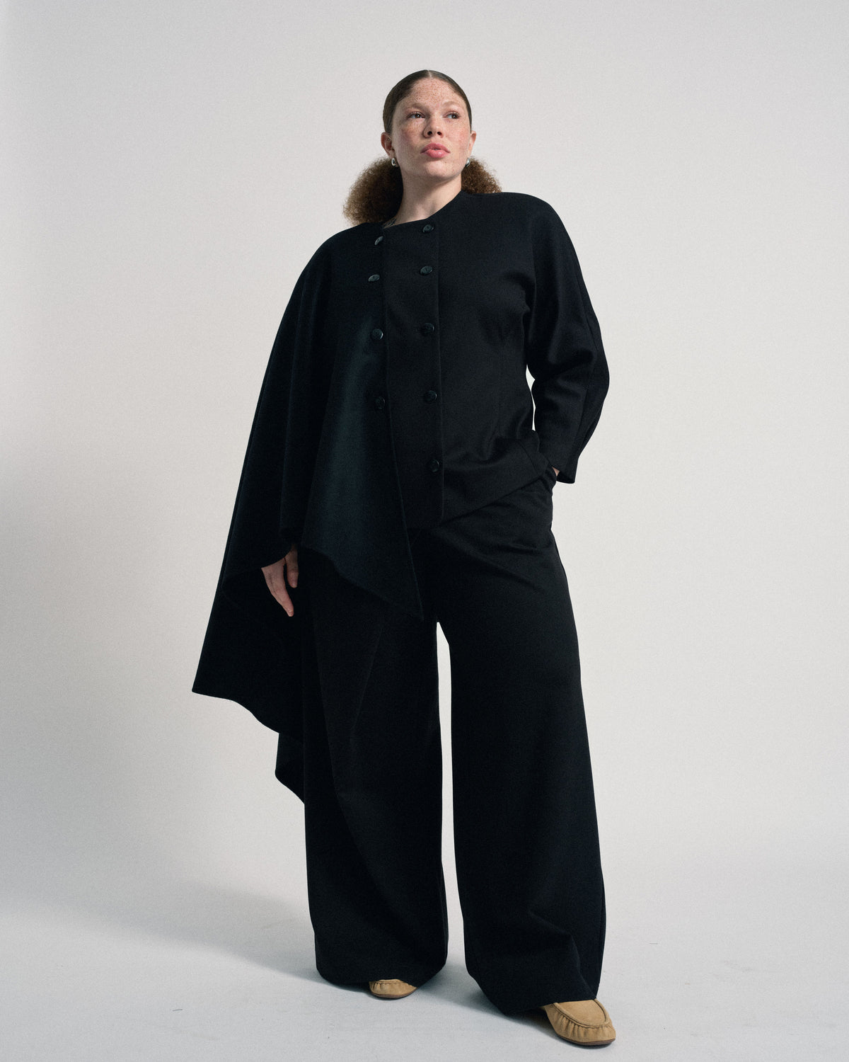 US x Abisola Wool Blend Cape - Black