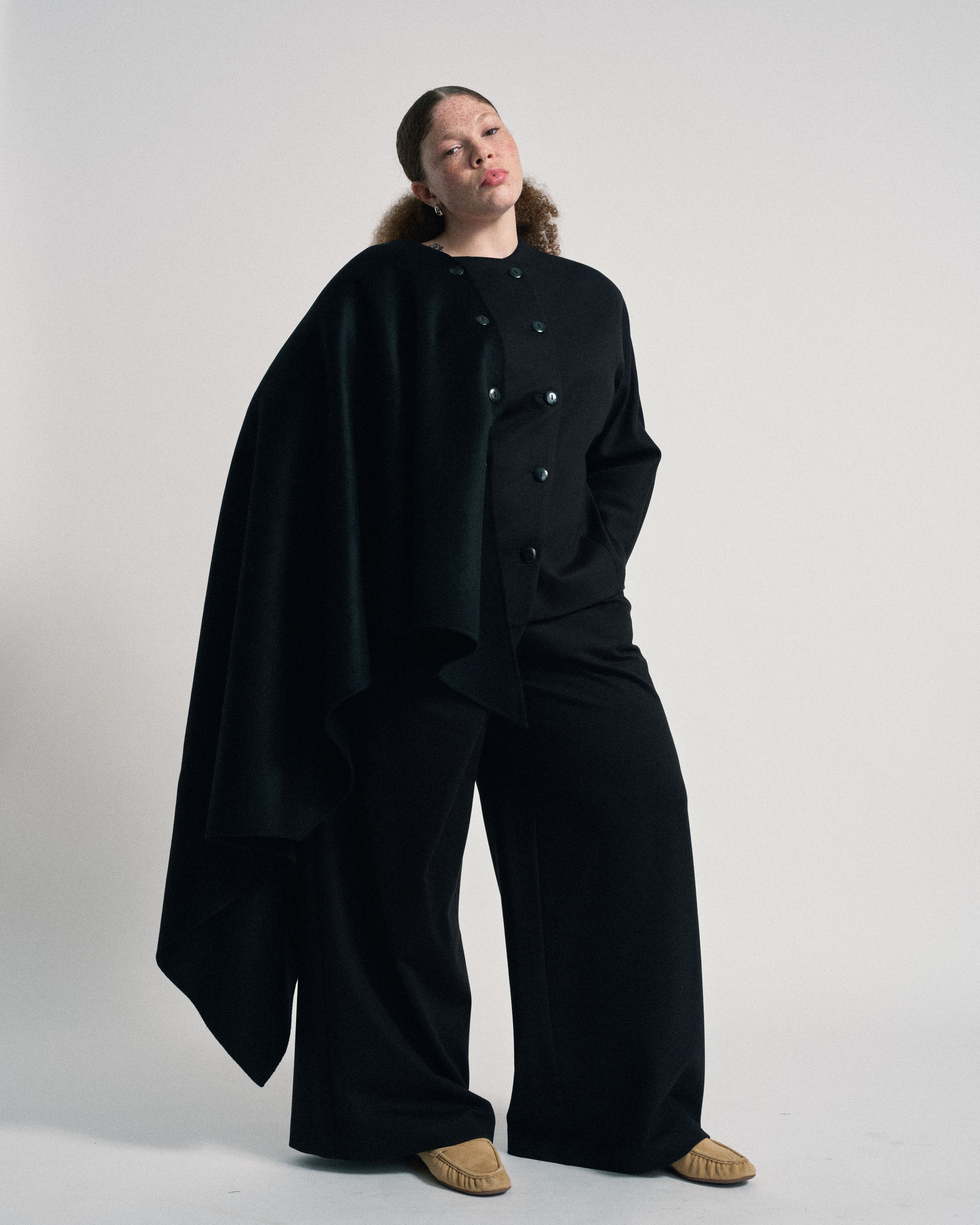 US x Abisola Wool Blend Cape - Black – Universal Standard