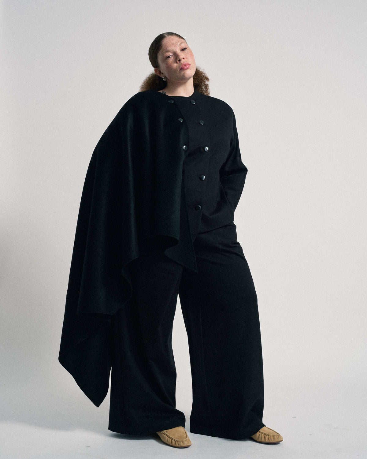 US x Abisola Wool Blend Cape - Black