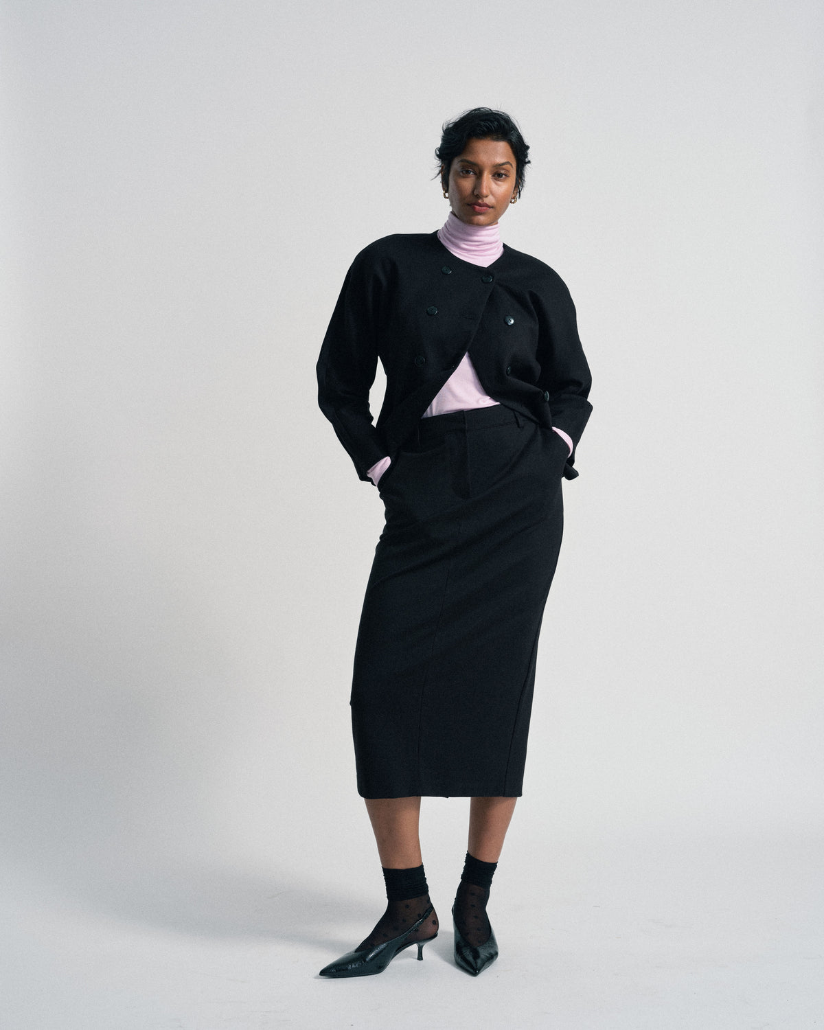 US x Abisola Ponte Pencil Skirt - Black | Plus Size & Straight Size Women's Fashion | Universal Standard