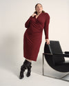 Shawl Collar Liquid Jersey Dress - Deep Red | Plus Size & Straight Size Women's Fashion | Universal Standard
