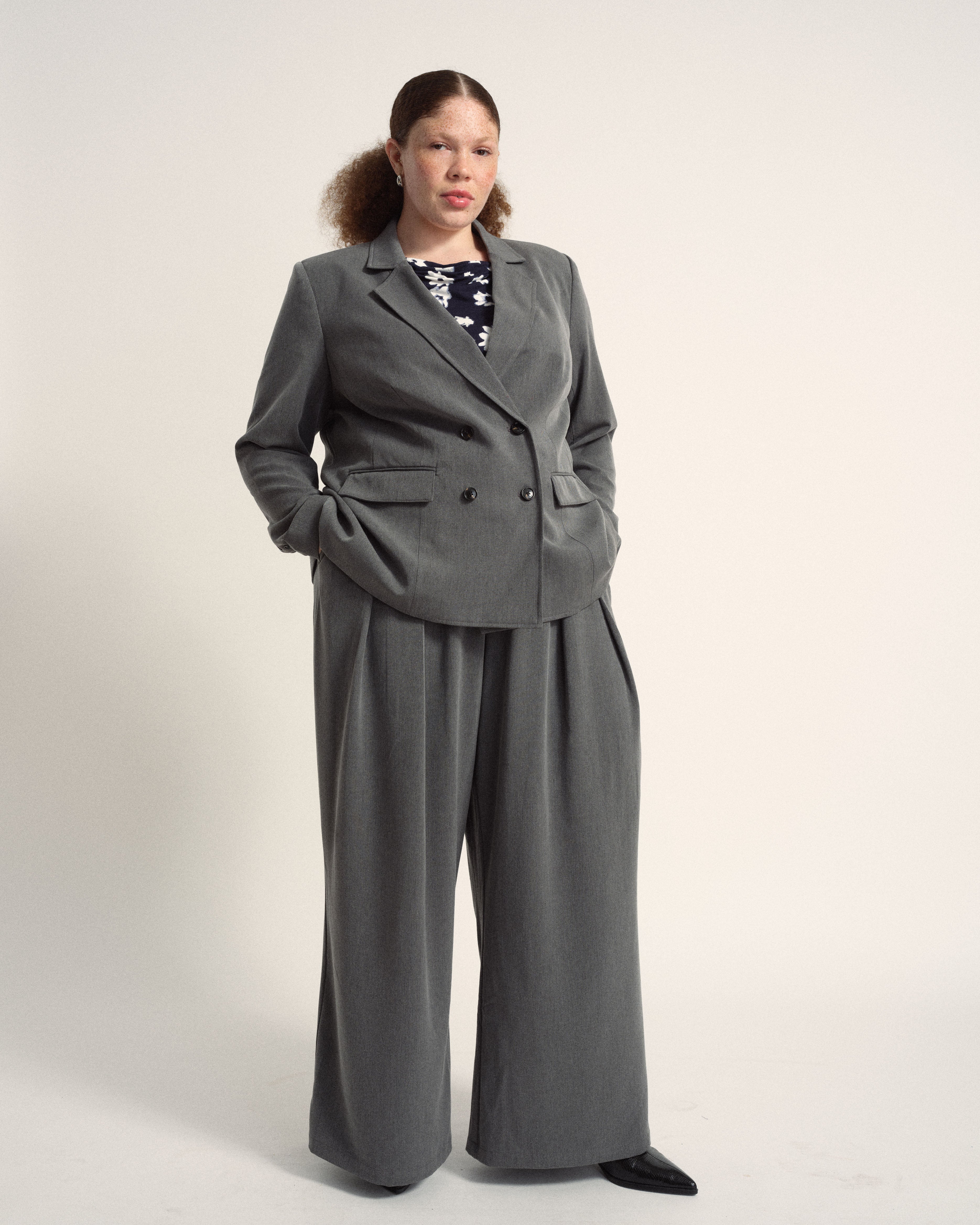 All Day Warren Double Breasted Blazer - Dark Gray Heather