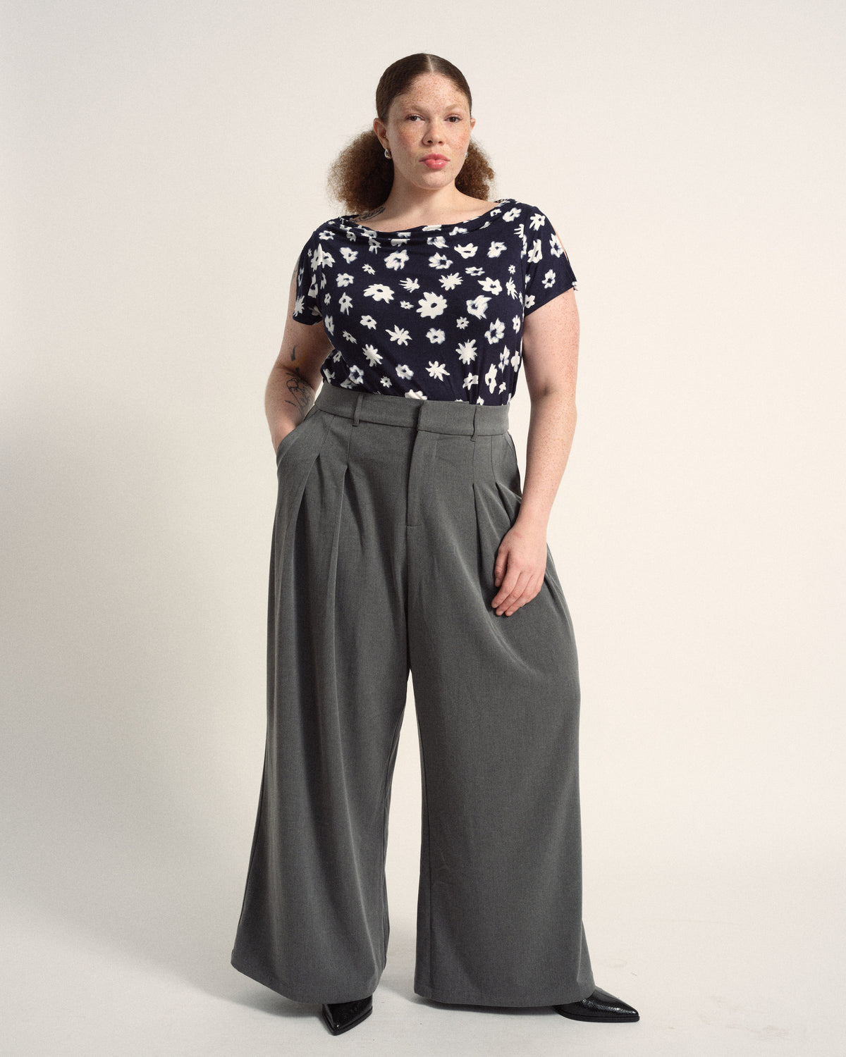 All Day Palais Wide Leg Pants - Dark Gray Heather