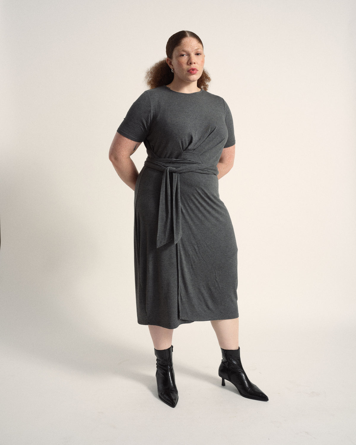 Delilah Liquid Jersey Dress - Dark Gray Heather | Plus Size & Straight Size Women's Fashion | Universal Standard