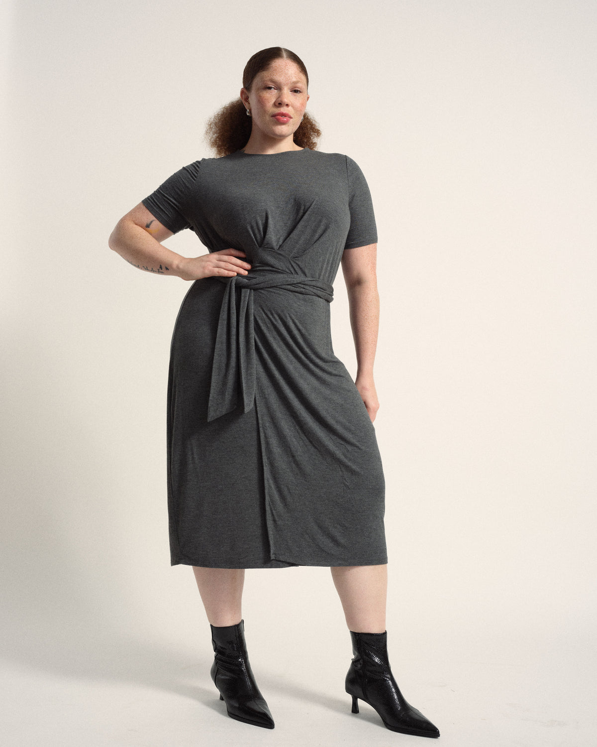 Delilah Liquid Jersey Dress - Dark Gray Heather | Plus Size & Straight Size Women's Fashion | Universal Standard