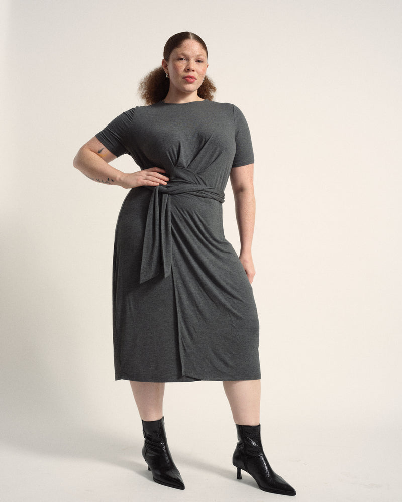 Delilah Liquid Jersey Dress - Dark Gray Heather | Plus Size & Straight Size Women's Fashion | Universal Standard