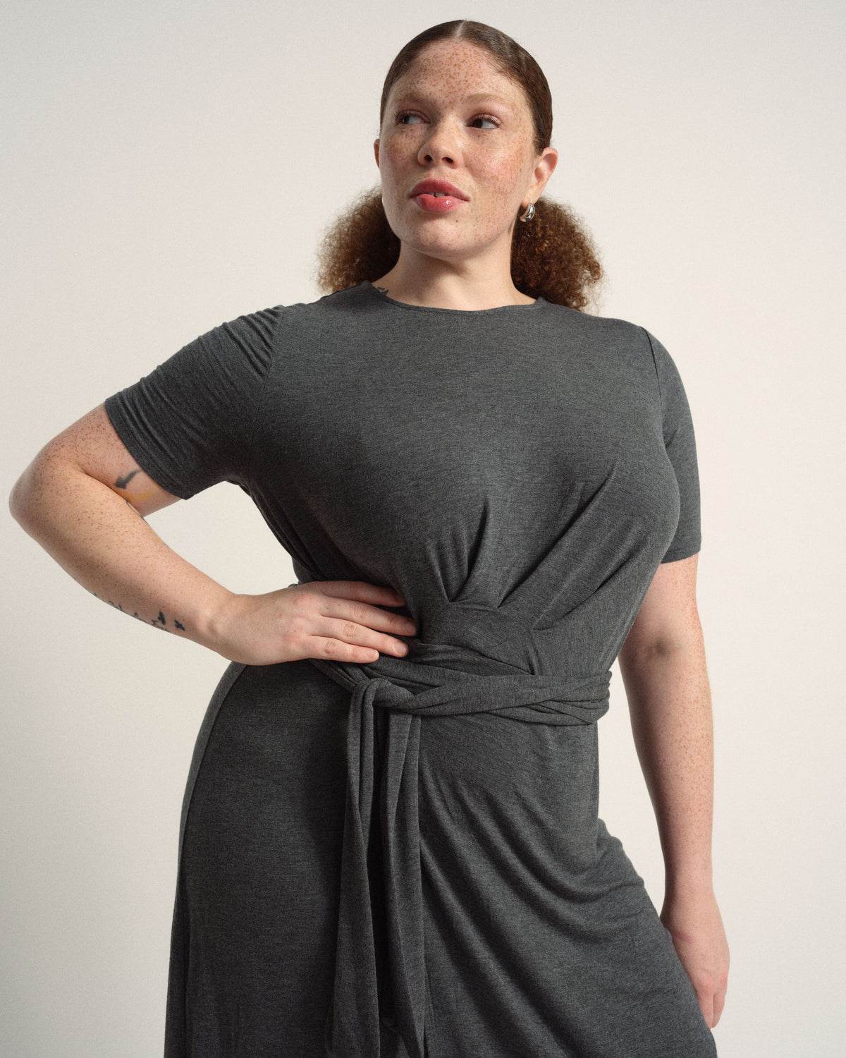 Delilah Liquid Jersey Dress - Dark Gray Heather | Plus Size & Straight Size Women's Fashion | Universal Standard