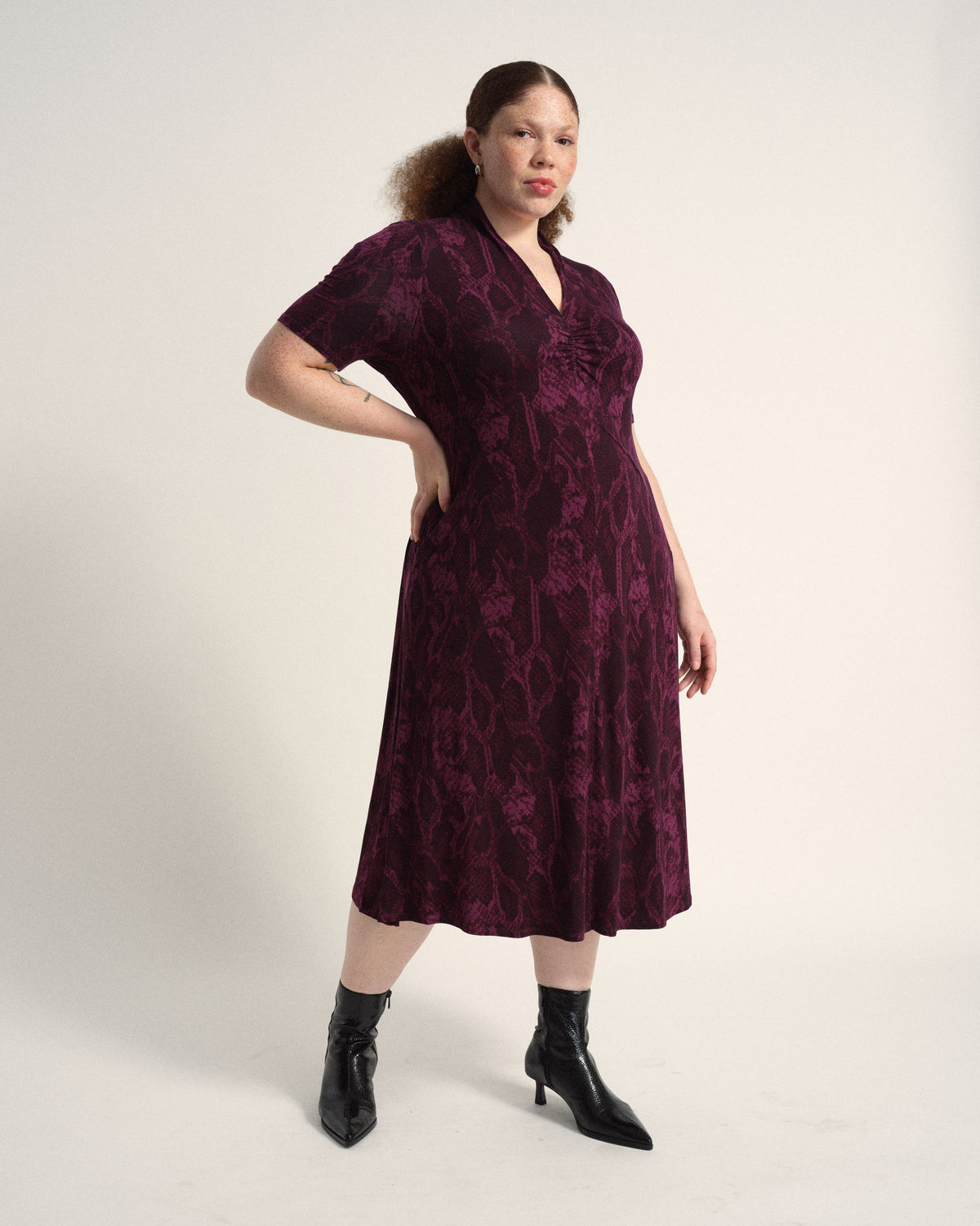 Zadie Liquid Jersey Gathered Dress - Gamay Serpent Print | Plus Size & Straight Size Women's Fashion | Universal Standard