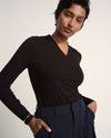 Tau Wrap Neck Liquid Jersey Top - Black | Plus Size & Straight Size Women's Fashion | Universal Standard
